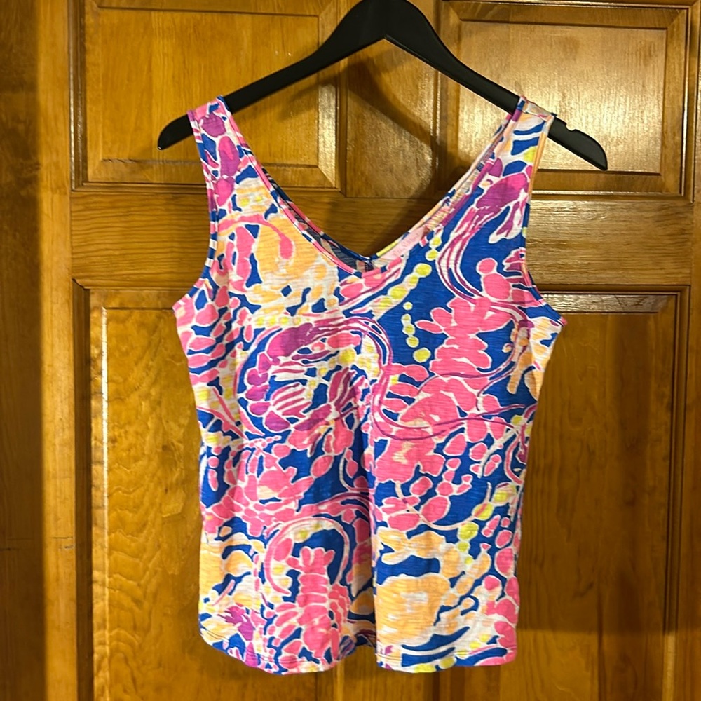 - Lilly Pulitzer Colorful V-Neck Tank Size Sm-EUC